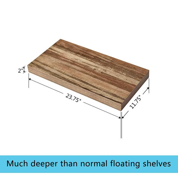2 Pc Deep Floating Shelves ; 15.7” Long x 11.8” Deep Wall Mounted
