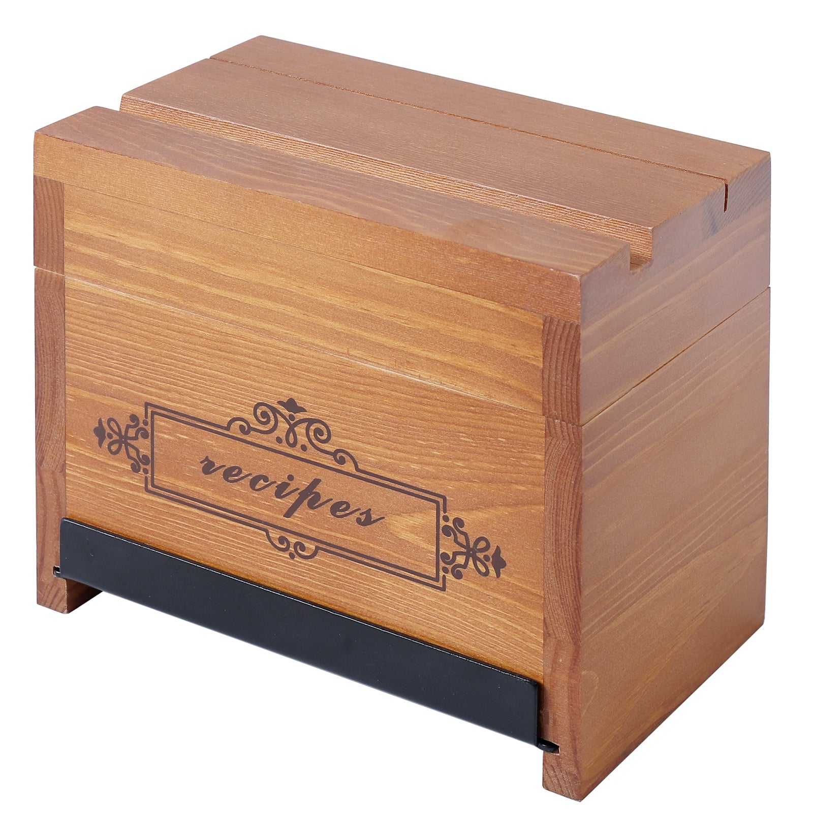 WELLAND Wood Recipe Box with 4 x 6 Inches Cards, Phone Slot on The Top -  Welland Store