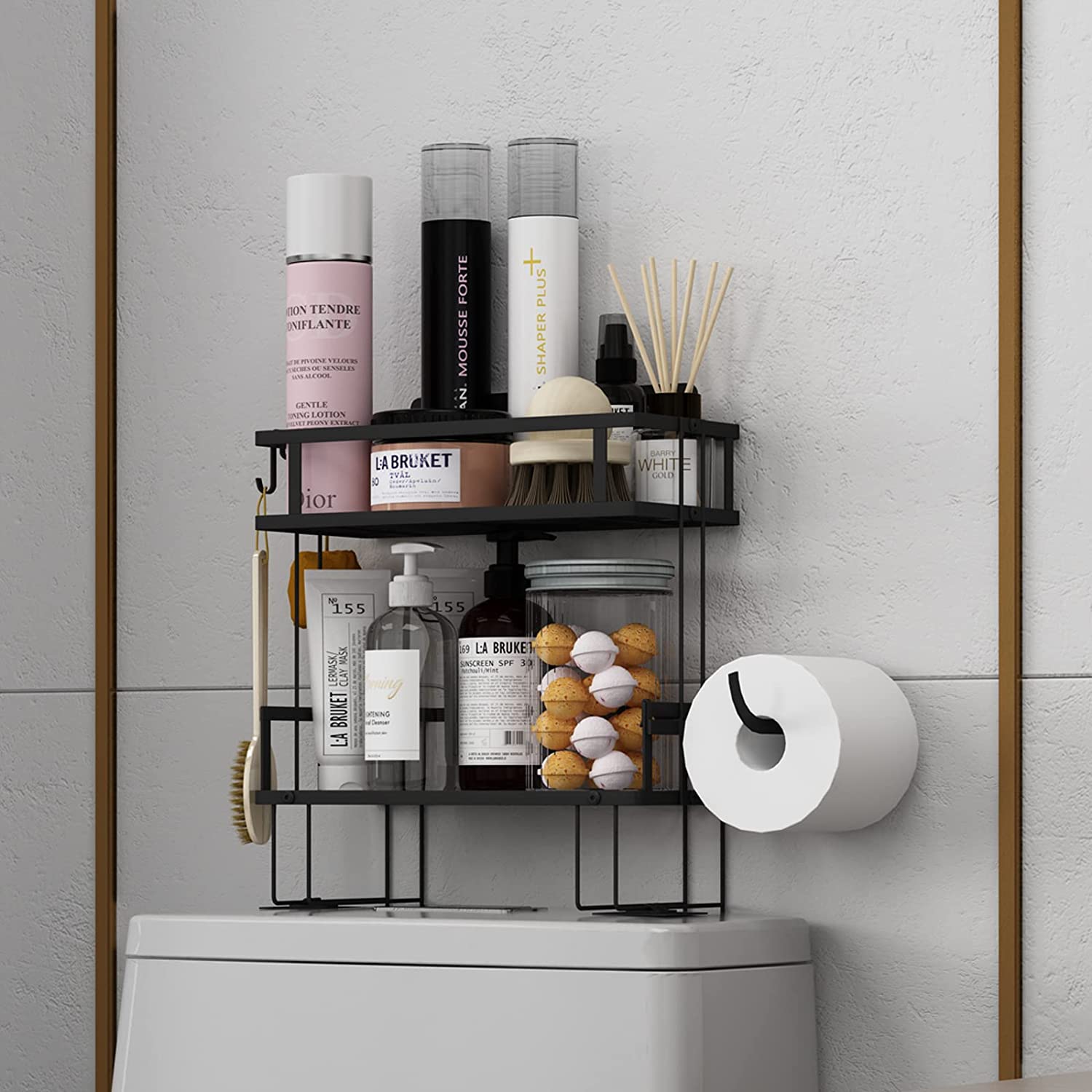 Surface-Mounted Toilet Tissue Dispenser & Utility Shelf, Matte
